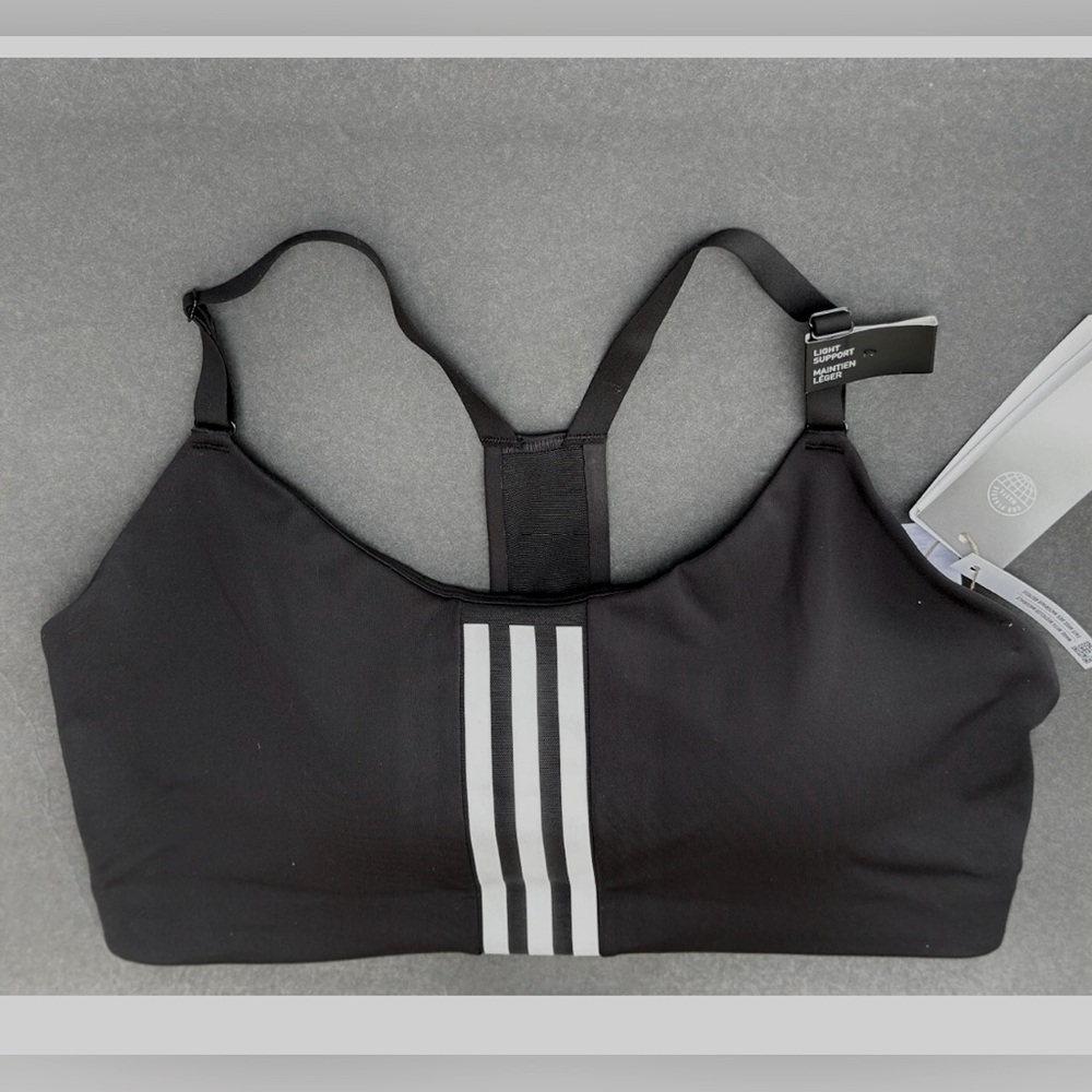 Adidas Black Sports Bra with White Stripes - Size 1X